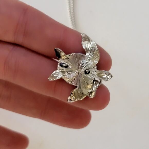 Silver Chain Necklace With Blue Turtle Pendant And Crystal Accent Ocean Jewelry - Picture 5 of 10